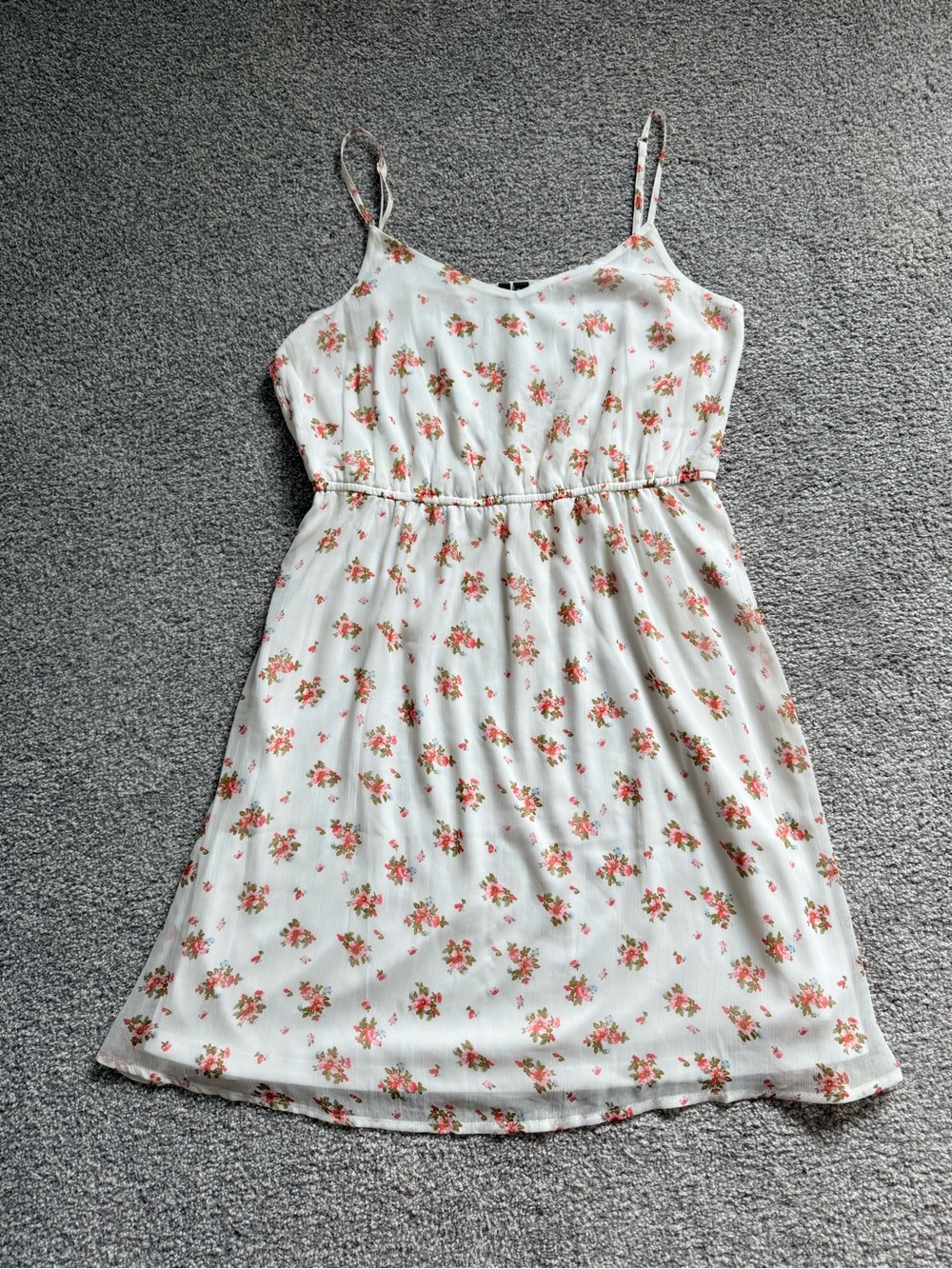 Vero Moda White Floral Mini Dress with Pink & Green Print